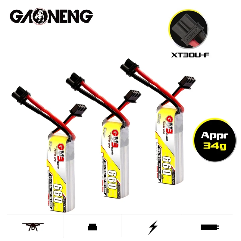 1-5 шт., GAONENG GNB 2S, 7,6 В, 90C/180C, 660 мАч, HV, литий-полимерная аккумуляторная батарея, штепсельная Вилка для Happymodel FPV Racing Cine Whoop BetaFPV RC Drone
1-5 шт., GAONENG GNB 2S, 7,6 В, 90C/180C, 660 мАч, HV, литий-полимерная аккумуляторная батарея, штепсельная Вилка для Happymodel FPV Racing Cine Whoop BetaFPV RC Drone