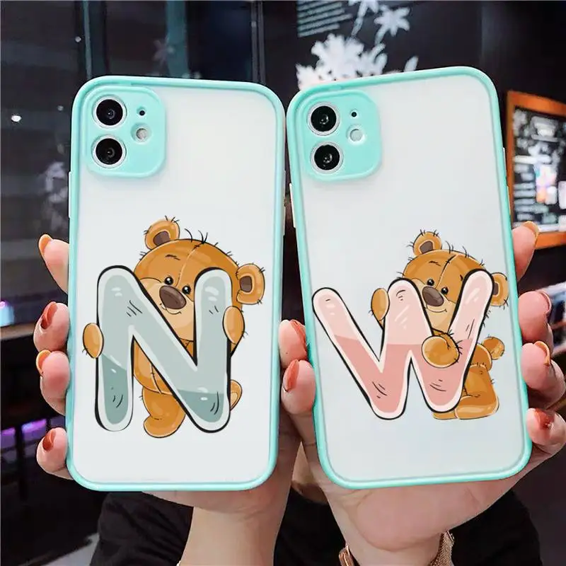 Luxury bear letters Phone Case For iPhone 12 11 Mini Pro XR XS Max 7 8 Plus X Matte transparent blue Back Cover
Luxury bear letters Phone Case For iPhone 12 11 Mini Pro XR XS Max 7 8 Plus X Matte transparent blue Back Cover