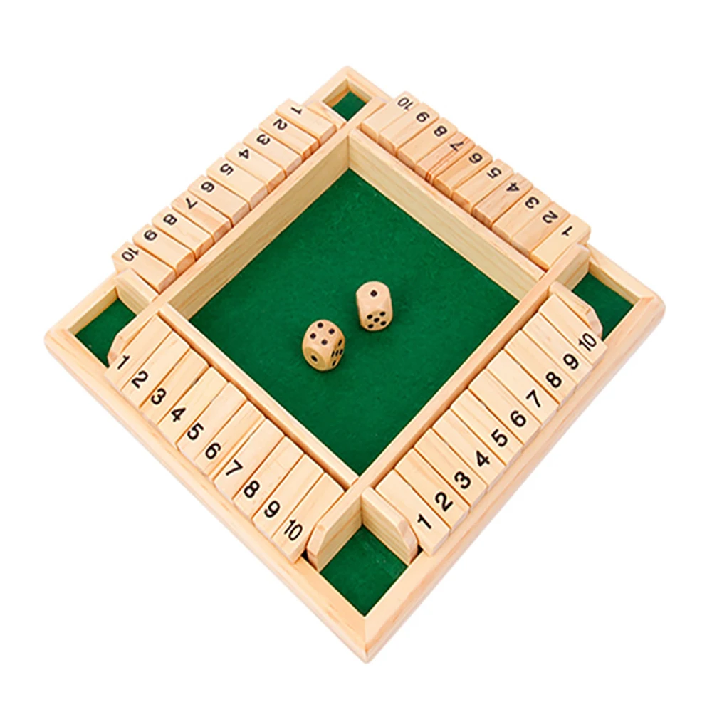 Shut The Box Dice Board Game 4 Sided 10 Number Wooden Flaps & Dices Game Set for 4 People Pub Bar Party Supplies Drinking Games
Shut The Box Dice Board Game 4 Sided 10 Number Wooden Flaps & Dices Game Set for 4 People Pub Bar Party Supplies Drinking Games