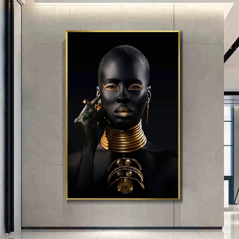 African Black and Gold Woman Poster Modern Wall Art Canvas Painting Black Woman Prints Decorative Pictures for Living Room Decor
African Black and Gold Woman Poster Modern Wall Art Canvas Painting Black Woman Prints Decorative Pictures for Living Room Decor