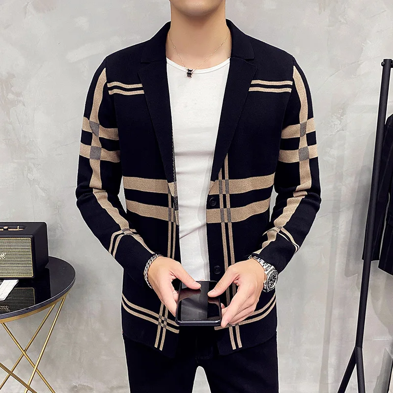 Men's Knitted Sweater Jacket 2021 Men Fashion High Quality Brand Slim Striped Long Sleeve Suit Collar Cardigan Wool Jacket Coat
Men's Knitted Sweater Jacket 2021 Men Fashion High Quality Brand Slim Striped Long Sleeve Suit Collar Cardigan Wool Jacket Coat