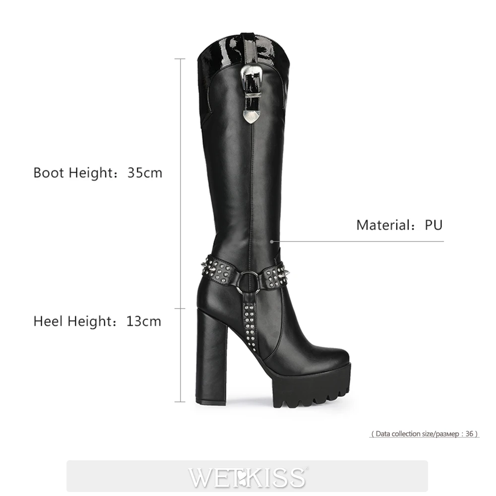 WETKISS Women's Mid Calf Boots Platform Metal Decor Black Gothic High Heels New Dark Punk Motorcycle Booties Lady Winter Boots 
WETKISS Women's Mid Calf Boots Platform Metal Decor Black Gothic High Heels New Dark Punk Motorcycle Booties Lady Winter Boots