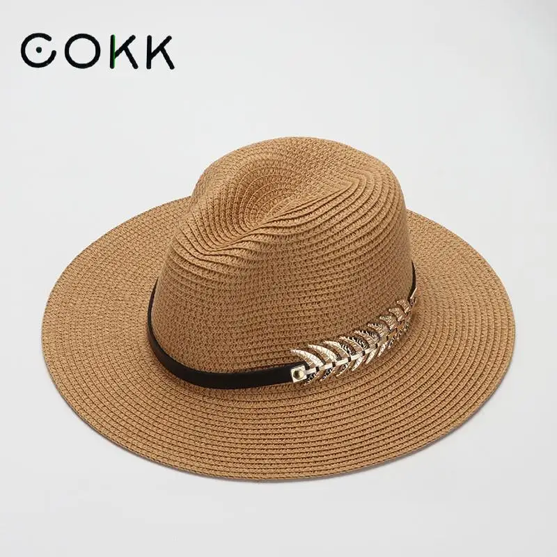 COKK Summer Hats For Women Gold Leaf Chain Panama Cap Sun Hat Ladies Beach Travel Jazz Sunhat Sunshade Wide Brim Gorro Floppy
COKK Summer Hats For Women Gold Leaf Chain Panama Cap Sun Hat Ladies Beach Travel Jazz Sunhat Sunshade Wide Brim Gorro Floppy