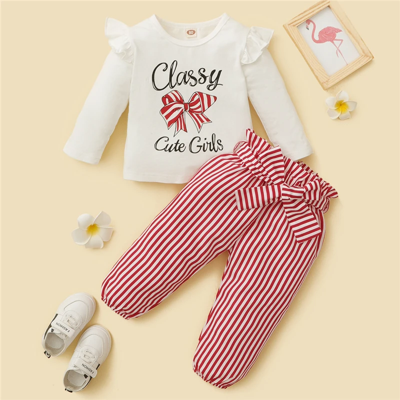 Newborn Baby Girl Clothing Sets Spring Autumn New Fashion Letter Bow Print+Striped Long Pants Suit 2021 Christmas Kids Clothes
Newborn Baby Girl Clothing Sets Spring Autumn New Fashion Letter Bow Print+Striped Long Pants Suit 2021 Christmas Kids Clothes