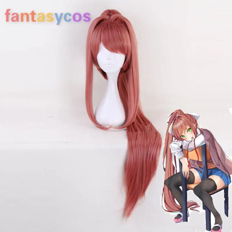 Doki Literature Club Monika парики термостойкие синтетические волосы Perucas Косплей парик +