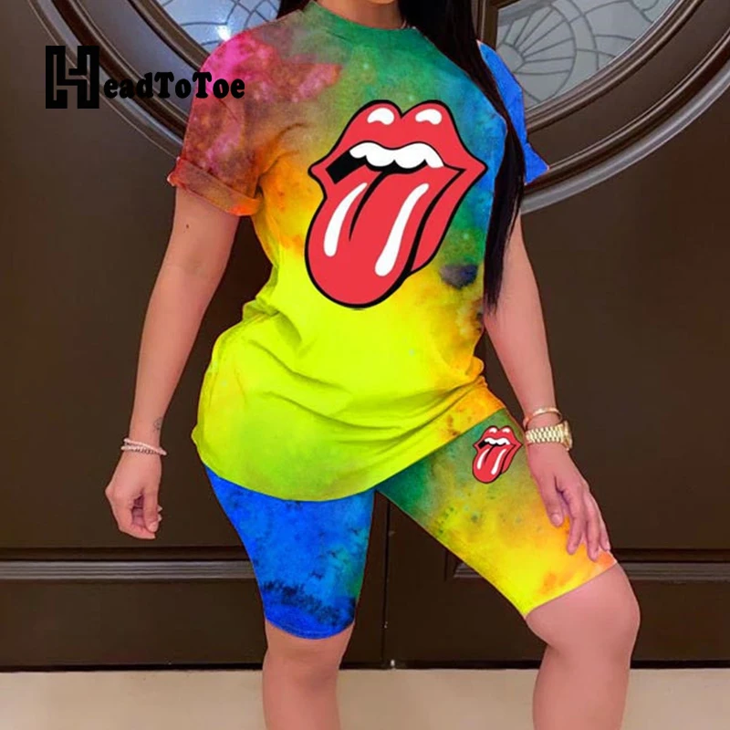 Lip Printed Women 2 Piece Set Short Sleeve T Shirt Tops & Shorts Set
Lip Printed Women 2 Piece Set Short Sleeve T Shirt Tops & Shorts Set