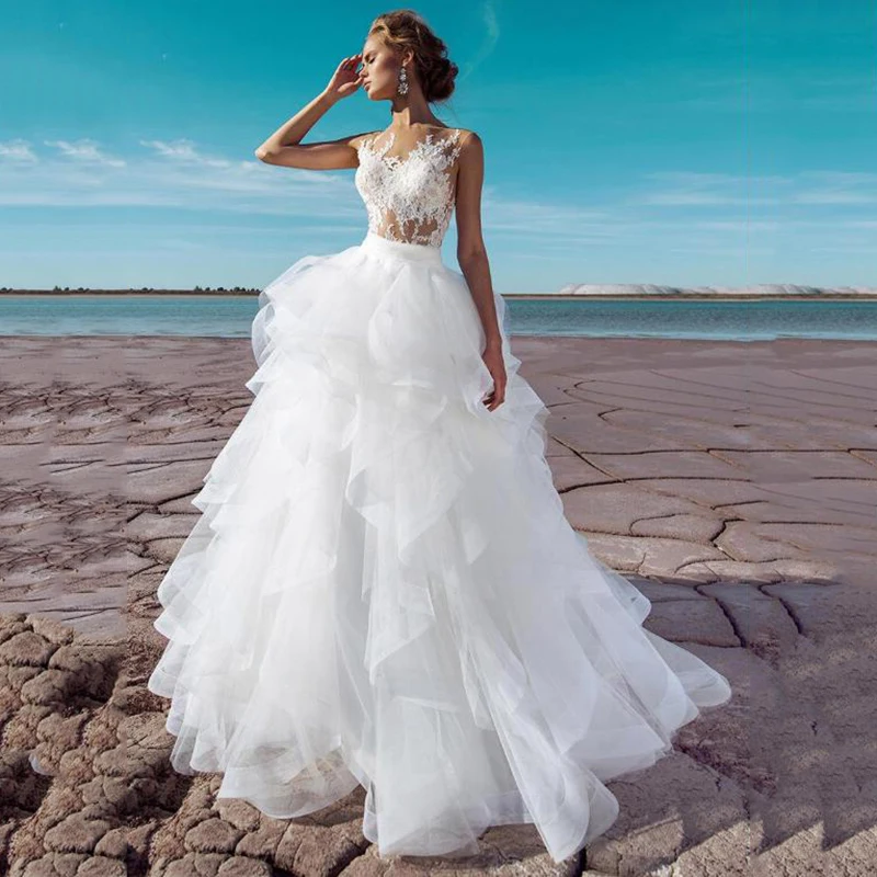 Eightree Elegant Vestido Branco White Wedding Dresses Tank Applique Ruffles Beach Bride Dress Gowns Lace Court Train
Eightree Elegant Vestido Branco White Wedding Dresses Tank Applique Ruffles Beach Bride Dress Gowns Lace Court Train