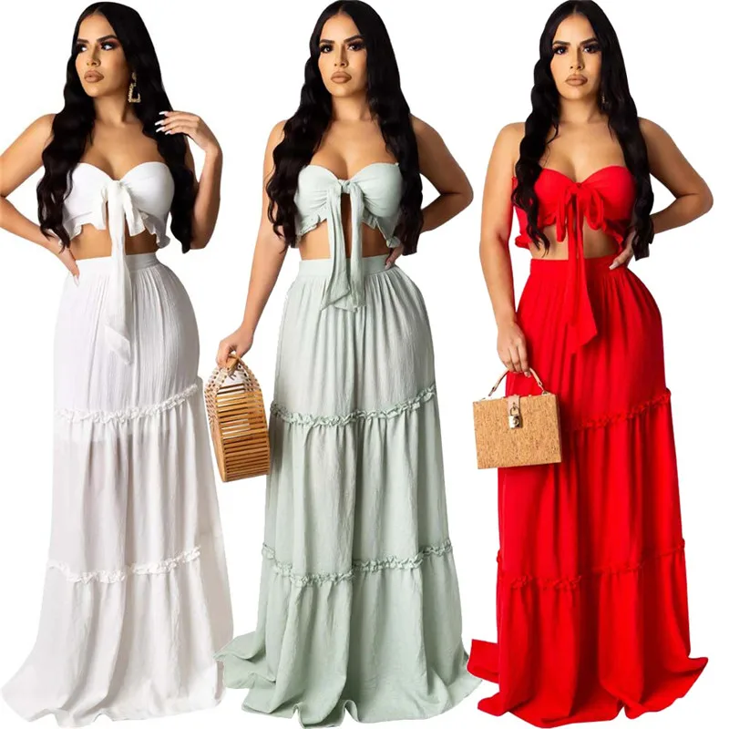 Summer Tracksuit Women 2 Two Piece Set Solid Sexy Strapless And Maxi Skirt Suits Cotton Linen Woman Clothing Chandal Mujer Ropa
Summer Tracksuit Women 2 Two Piece Set Solid Sexy Strapless And Maxi Skirt Suits Cotton Linen Woman Clothing Chandal Mujer Ropa