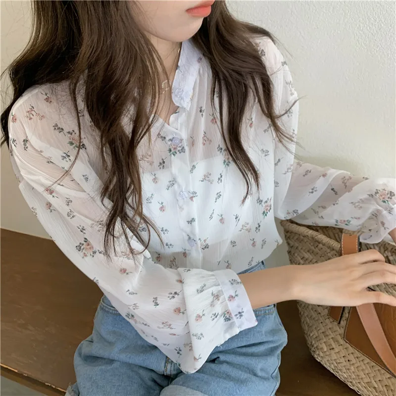 Harajpoo Shirt Women Chiffon Summer Autumn Sweet Korean Ins Stand Up Collar Thin Floral Long Sleeve Casual Tops Dropshipping
Harajpoo Shirt Women Chiffon Summer Autumn Sweet Korean Ins Stand Up Collar Thin Floral Long Sleeve Casual Tops Dropshipping