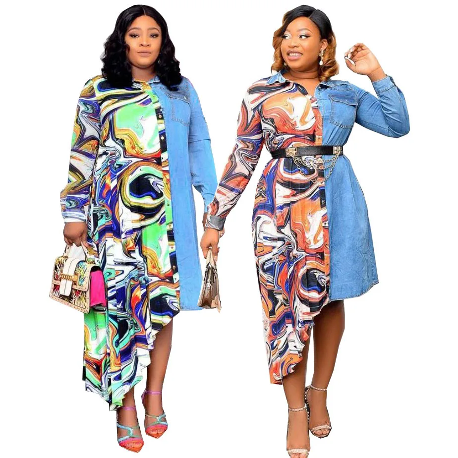 Plus Size African Denim Shirt Dress Women 2021 New Fashion Africa Dashiki Ankara Midi Dresses Elegant Ladies Clothing Outfit
Plus Size African Denim Shirt Dress Women 2021 New Fashion Africa Dashiki Ankara Midi Dresses Elegant Ladies Clothing Outfit