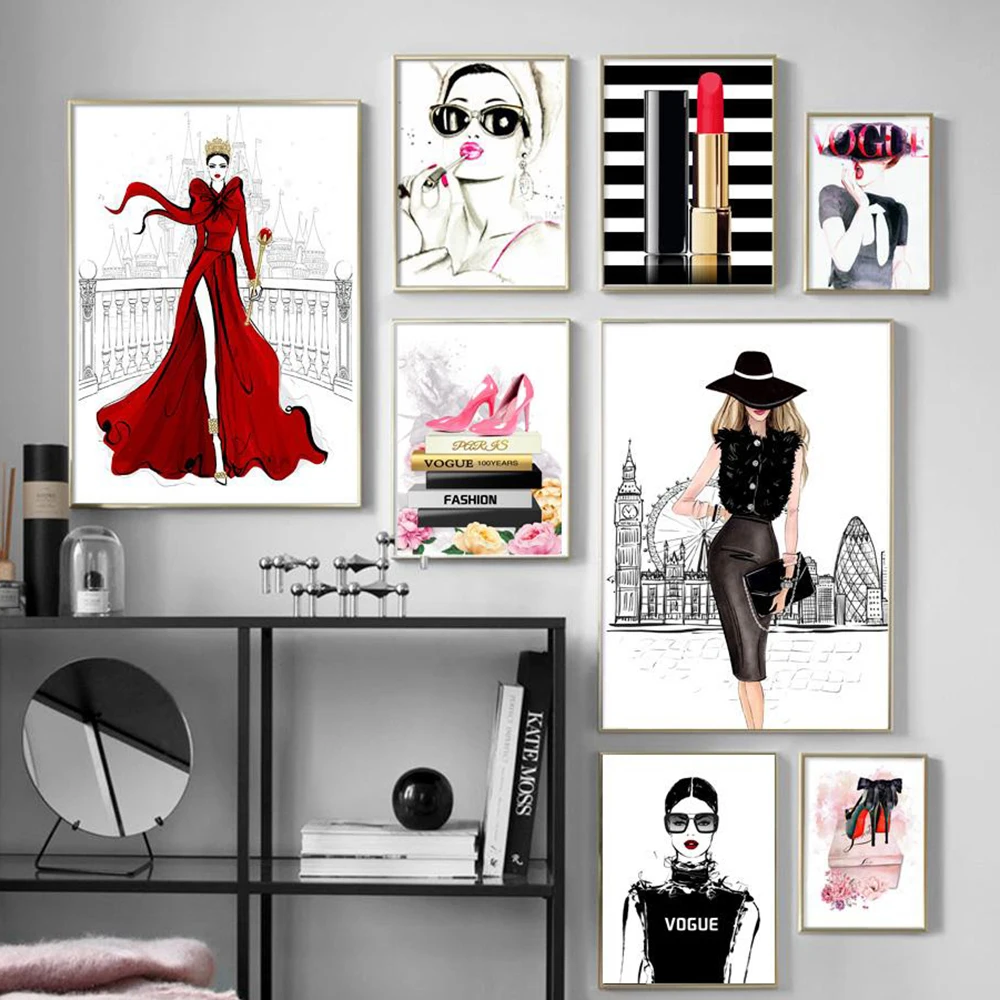 Fashion Queen Posters High Heels Lipstick Canvas Painting Vogue Woman Wall Art Prints Pictures For Living Room Home Decor
Fashion Queen Posters High Heels Lipstick Canvas Painting Vogue Woman Wall Art Prints Pictures For Living Room Home Decor