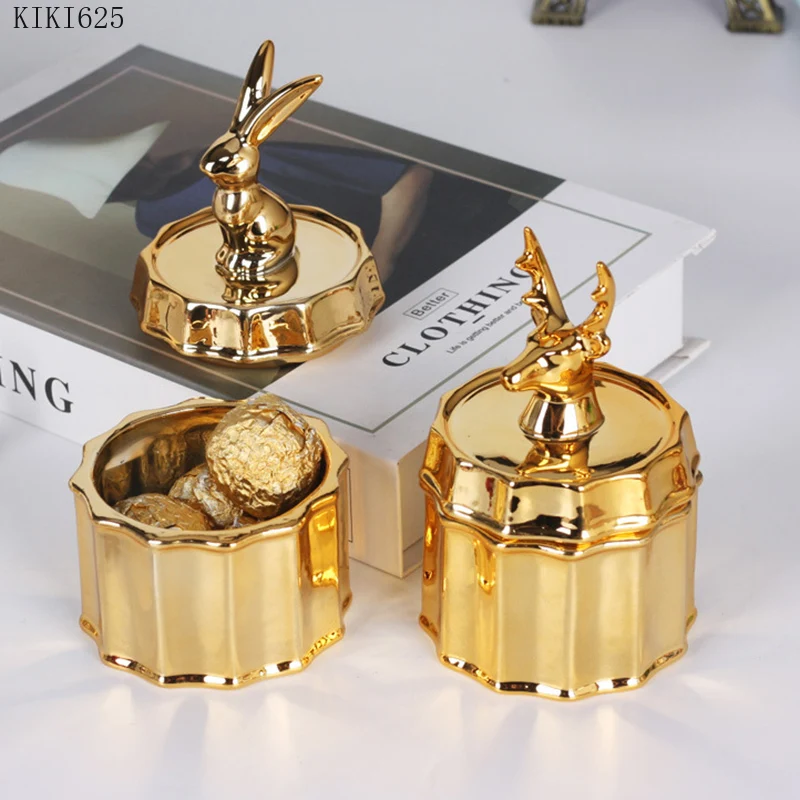 Creative Golden Animal Head Storage Jar Ceramic Electroplating Jewelry Box Crafts Cute Elk Rabbit Food Tea Sealed Jar Decoration
Creative Golden Animal Head Storage Jar Ceramic Electroplating Jewelry Box Crafts Cute Elk Rabbit Food Tea Sealed Jar Decoration