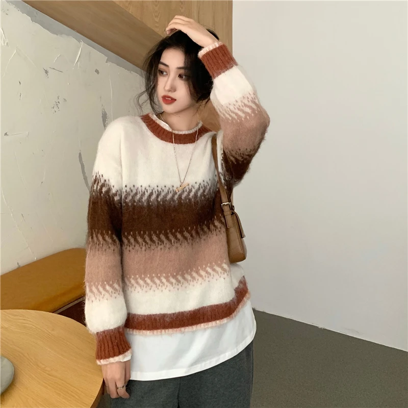 Lazy Wind Round Neck Pullover Sweater Women'S 2021 Winter Korean Version Of The Wild Loose Long Sleeve Sweater Trend 9940
Lazy Wind Round Neck Pullover Sweater Women'S 2021 Winter Korean Version Of The Wild Loose Long Sleeve Sweater Trend 9940