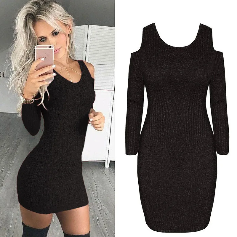 Autumn Winter Spring Women Dress Elegant Black Long Sleeve Cold Shoulder Vestidos Knitted Bodycon Sheath Pencil Mini Dress
Autumn Winter Spring Women Dress Elegant Black Long Sleeve Cold Shoulder Vestidos Knitted Bodycon Sheath Pencil Mini Dress