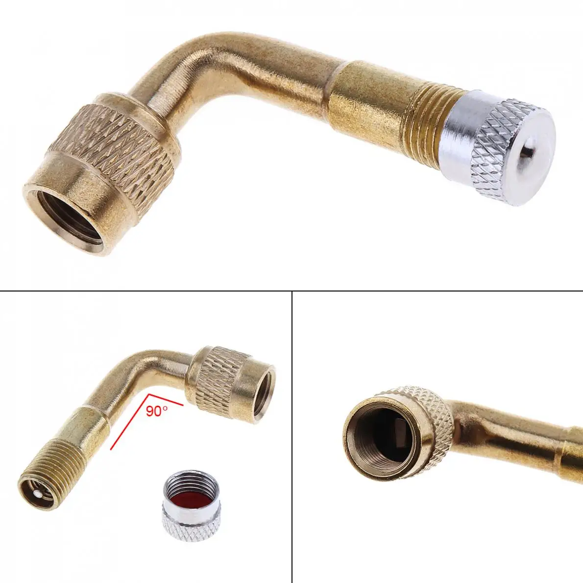 90 Degree Angle Brass Air Type Tire Valve Extension Adaptor for Motorcycle Car Scooter Bicycle Accessories
90 Degree Angle Brass Air Type Tire Valve Extension Adaptor for Motorcycle Car Scooter Bicycle Accessories