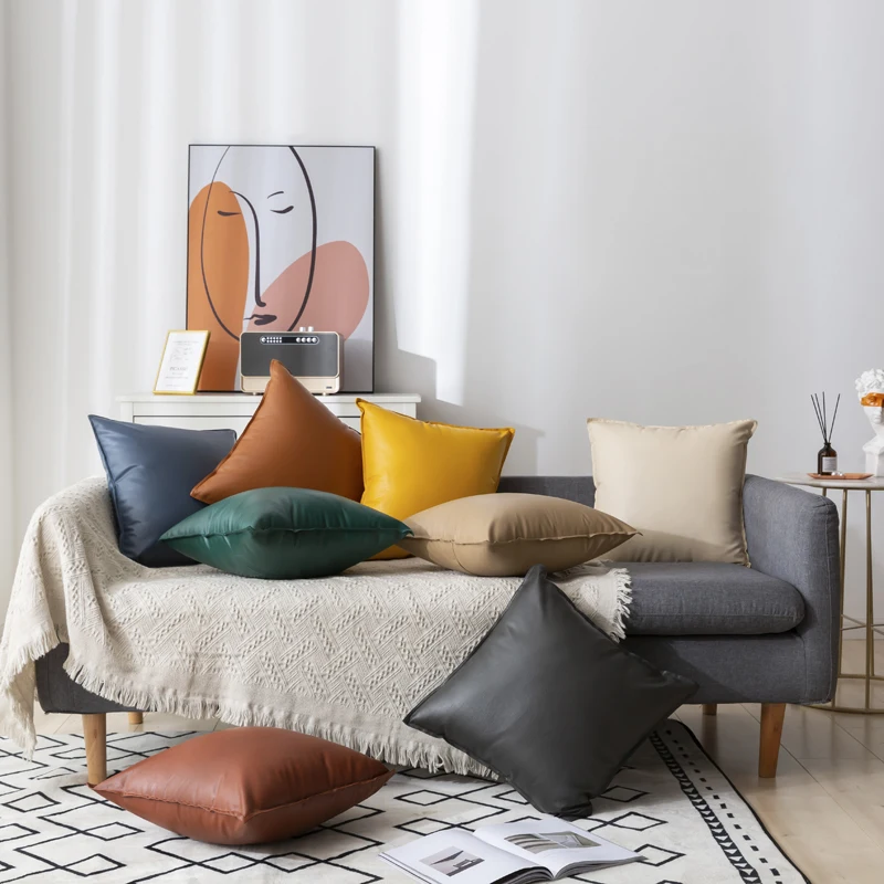High-grade Luxury Decorative Pillows Case for Sofa Chair PU Leather Cushions Cover Simple Solid Color Cushion Covers 45*45cm
High-grade Luxury Decorative Pillows Case for Sofa Chair PU Leather Cushions Cover Simple Solid Color Cushion Covers 45*45cm