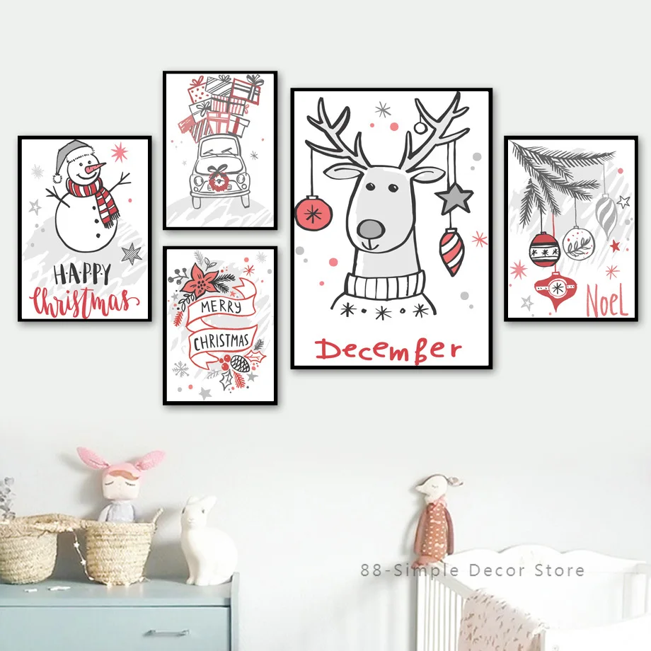 Christmas Snowman Car Gift Elk Pine Bells Wall Art Canvas Painting Nordic Posters And Prints Wall Kids Home Decor Pictures
Christmas Snowman Car Gift Elk Pine Bells Wall Art Canvas Painting Nordic Posters And Prints Wall Kids Home Decor Pictures