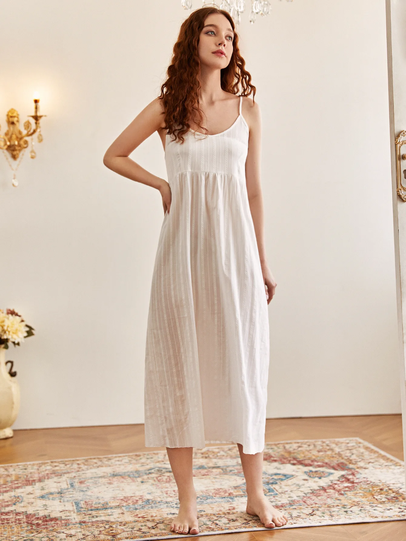 QSROCIO Women's Pajamas Cotton Jacquard Sleepwear Sling Long Nightwear Princess Dress White Casual Homewear Nightdress Femme
QSROCIO Women's Pajamas Cotton Jacquard Sleepwear Sling Long Nightwear Princess Dress White Casual Homewear Nightdress Femme