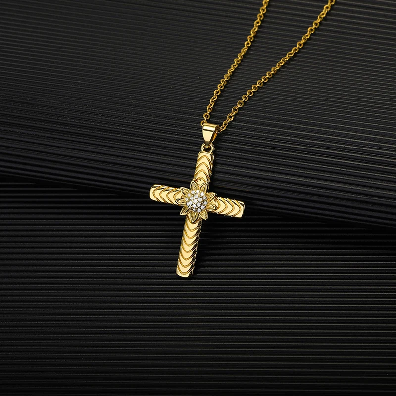 New Flowers Cross Necklaces For Men Women Gold Zircon Cross Pendant Necklaces Religious Faith Amulet Fashion Chain Jewelry Gifts
New Flowers Cross Necklaces For Men Women Gold Zircon Cross Pendant Necklaces Religious Faith Amulet Fashion Chain Jewelry Gifts