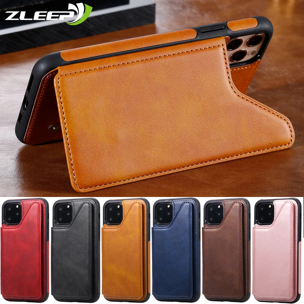 Кожаный чехол для iPhone SE 2020 12 Mini 11 Pro X XS Max XR 6 6s 7 8 Plus Capa слот карт 7plus Etui гибкий PU