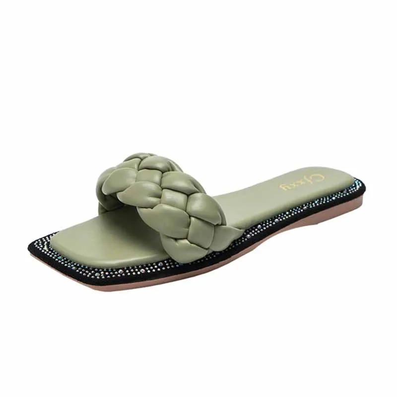2021 Braided Designer Slides Women Sandals Cross Woven Big Braid Leather Flat Slippers Women Casual Beach Shoes Ladies Shoes
2021 Braided Designer Slides Women Sandals Cross Woven Big Braid Leather Flat Slippers Women Casual Beach Shoes Ladies Shoes