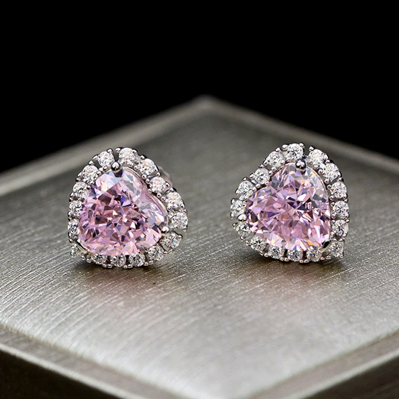100% 925 Sterling Silver Pink Wedding Engagement Stud Earrings 8*8mm Heart Pass Diamond Test Party Fine Jewelry Gifts Wholesale
100% 925 Sterling Silver Pink Wedding Engagement Stud Earrings 8*8mm Heart Pass Diamond Test Party Fine Jewelry Gifts Wholesale
