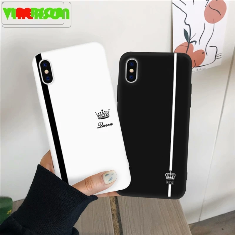 VIAERSON Король Королева влюбленные пара чехол для Samsung Galaxy S10 S9 S8 Plus Note10 Pro Черный