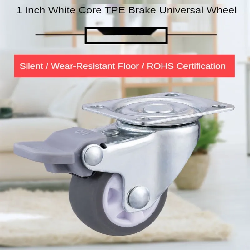 4 Pcs/Lot 1 Inch Universal Casters With Brake Diameter 25 * 13mm Gray Rubber Roller Height 40mm Tpe Small Wheel Include Screws
4 Pcs/Lot 1 Inch Universal Casters With Brake Diameter 25 * 13mm Gray Rubber Roller Height 40mm Tpe Small Wheel Include Screws