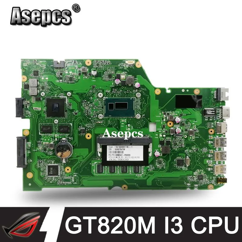 Asepcs X751LD материнская плата REV: 2 0 I3 4010/i3 4005 GT820 DDR3 для Asus R752L X751L X751LN ноутбука