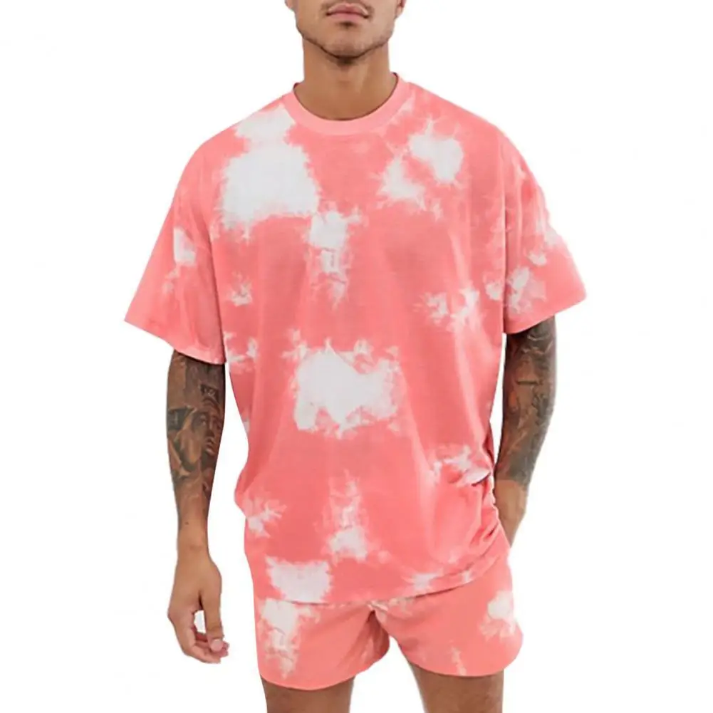 Men Sports Suit Men's Sets O-neck Short Sleeve Summer Tie-dye Print Leisure Male loose T-shirt Short Set Running Summer 2021
Men Sports Suit Men's Sets O-neck Short Sleeve Summer Tie-dye Print Leisure Male loose T-shirt Short Set Running Summer 2021