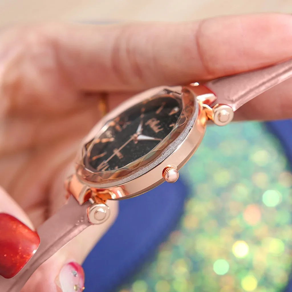 Женские стильные часы Reloj унисекс со звездами с маленькими точками матовые