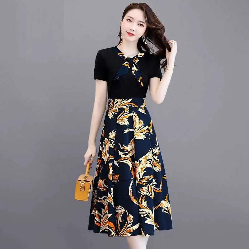 Women 2021 New Casual Party Dress Female Spring Summer Slim High-waisted Light Chiffon Scarf Collar Printed Skirt Office Ladies
Women 2021 New Casual Party Dress Female Spring Summer Slim High-waisted Light Chiffon Scarf Collar Printed Skirt Office Ladies