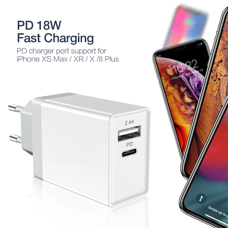 Oppselve 18W Fast USB Charger USB Type C PD Fast Charging Power Delivery Turbo Wall Charger for iPhone 11 Samsung Phone Charger
Oppselve 18W Fast USB Charger USB Type C PD Fast Charging Power Delivery Turbo Wall Charger for iPhone 11 Samsung Phone Charger