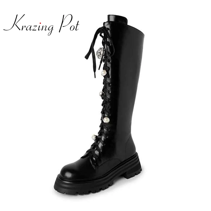 Lenkisen natural leather round toe high heels pearl rhinestone decoration gorgeous beauty lady dating thigh high boots L88
Lenkisen natural leather round toe high heels pearl rhinestone decoration gorgeous beauty lady dating thigh high boots L88