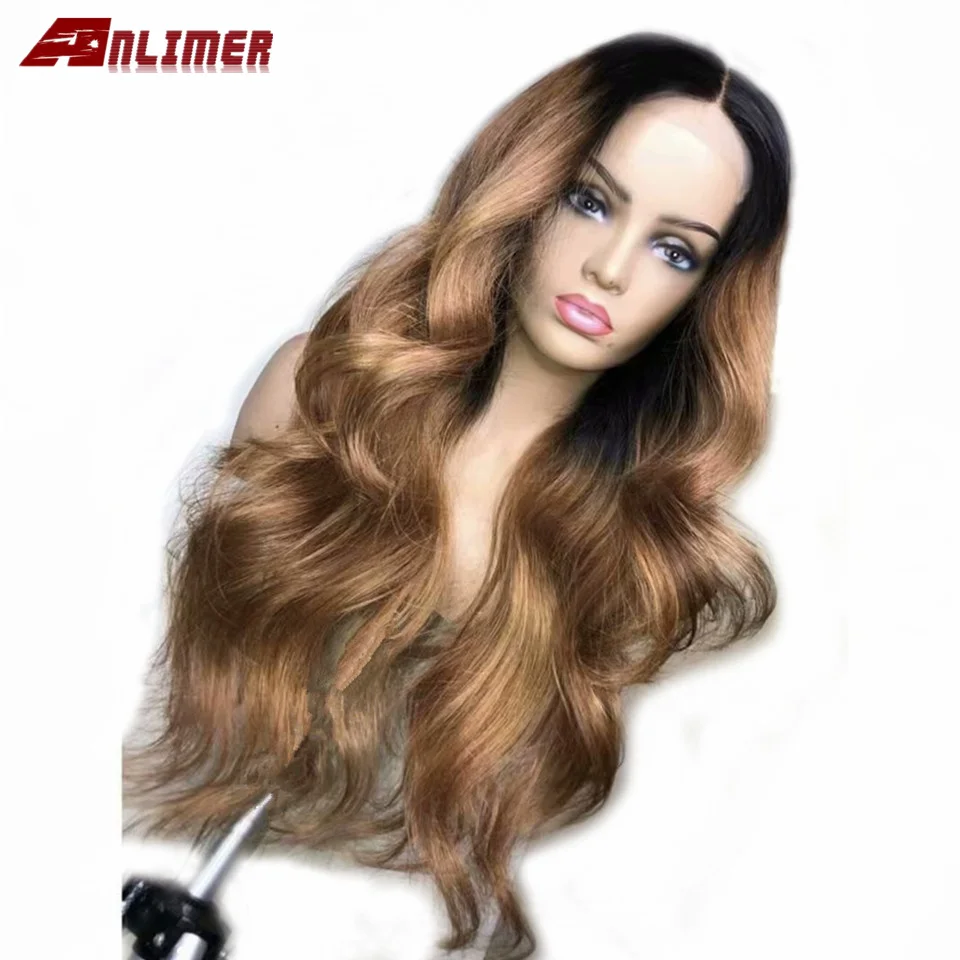 Ombre Color 1B/27 Lace Front Human Hair Wigs Brazilian Remy Wig Pre Plucked Body Wave 13*4 With Baby | Шиньоны и парики