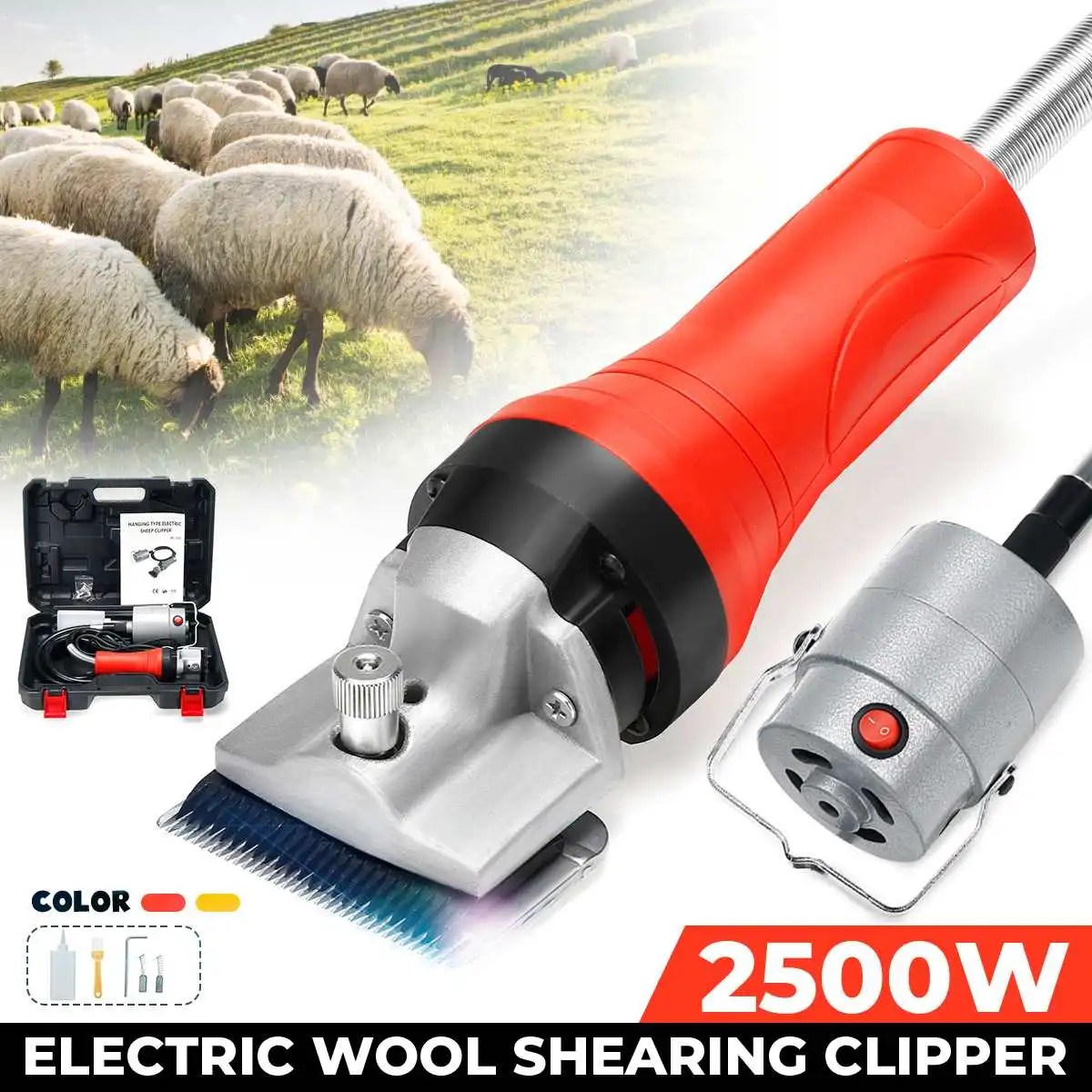 2500W 2800RPM 13 Teeth Electric Sheep Goats Shearing Machine Wool Scissors Clipper Trimmer Farm Animal Cutter 110V/220V
2500W 2800RPM 13 Teeth Electric Sheep Goats Shearing Machine Wool Scissors Clipper Trimmer Farm Animal Cutter 110V/220V