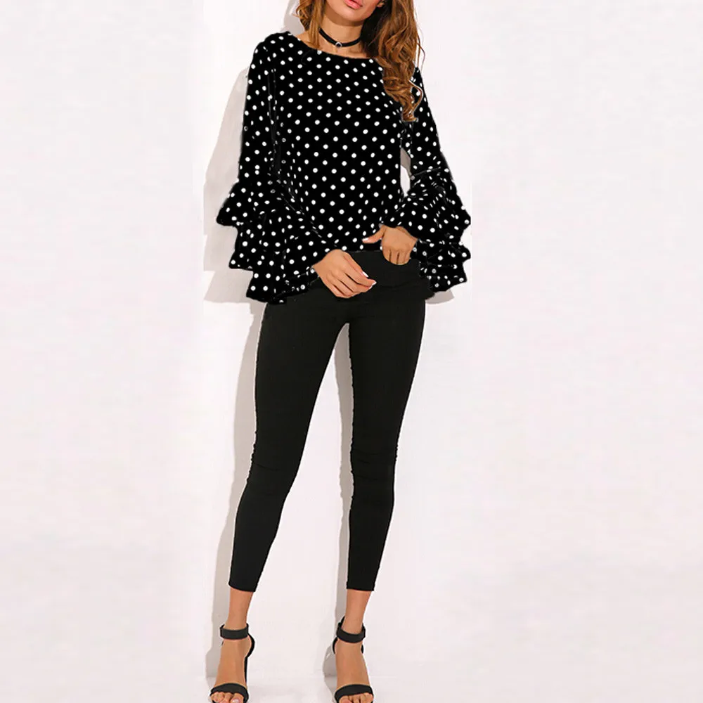 Fashion Women's Bell Sleeve Loose Polka Dot Shirt Ladies Casual Blouse Tops Blusas Femininas Woman Dress Ropa De Mujer #S
Fashion Women's Bell Sleeve Loose Polka Dot Shirt Ladies Casual Blouse Tops Blusas Femininas Woman Dress Ropa De Mujer #S