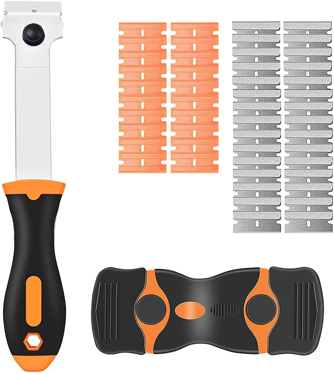 2 glass scraper kits, hob plastic scraper tool with 50 replacement scrapers for label removal, decals, glass paint, stickers
2 glass scraper kits, hob plastic scraper tool with 50 replacement scrapers for label removal, decals, glass paint, stickers