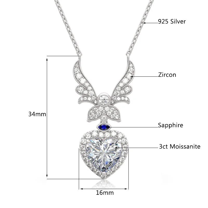 Silver Chakra 3CT Real Moissanite Pendant For Women 925 Sterling Silver Necklace Antlers Heart Cut Diamond Wedding Fine Jewelry
Silver Chakra 3CT Real Moissanite Pendant For Women 925 Sterling Silver Necklace Antlers Heart Cut Diamond Wedding Fine Jewelry