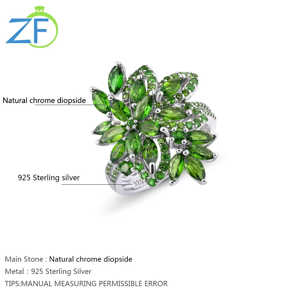 GZ ZONGFA Private custom Engagement Jewelry Set Natural Chrome Diopside gem ring 925 Sterling Silver Ring for Women
GZ ZONGFA Private custom Engagement Jewelry Set Natural Chrome Diopside gem ring 925 Sterling Silver Ring for Women