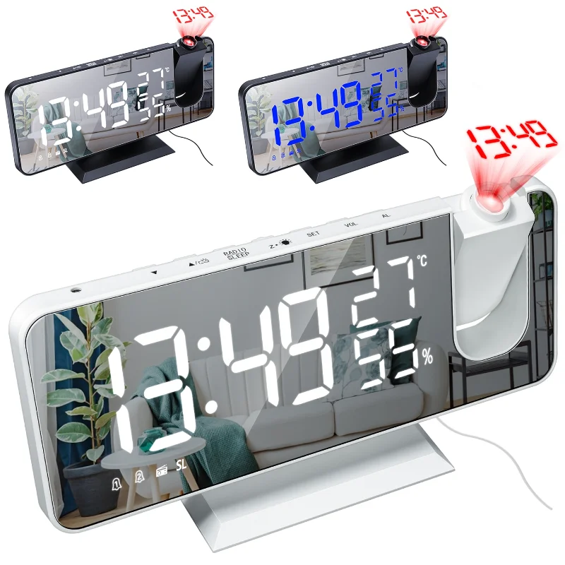 3D Projection Alarm Clock Radio Digital Table Clock with USB Charger Large Mirror LED Display Desk Clock Thermometer Hygrometer
3D Projection Alarm Clock Radio Digital Table Clock with USB Charger Large Mirror LED Display Desk Clock Thermometer Hygrometer