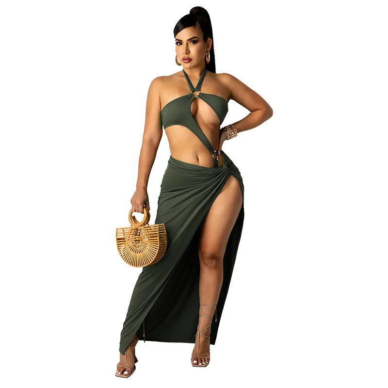 Ladies Summer Women's Clothing 2021 Hot Sale Fashion Sexy Solid Color Nightclub Style Open Chest Slit Dress Tight Summer
Ladies Summer Women's Clothing 2021 Hot Sale Fashion Sexy Solid Color Nightclub Style Open Chest Slit Dress Tight Summer