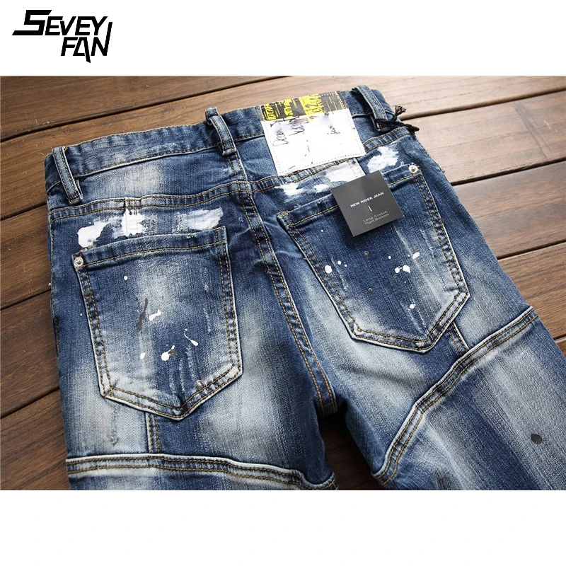 Fashion Blue Hole Jeans Men Paint Printed Patchwork Vintage Jean Pants Hip Hop Streetwear Harajuku Slim fit Denim Trousers Brand
Fashion Blue Hole Jeans Men Paint Printed Patchwork Vintage Jean Pants Hip Hop Streetwear Harajuku Slim fit Denim Trousers Brand