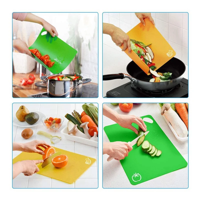 Cutting Board Set, 6 Pcs Flexible Kitchen Plastic Chopping Board with Food Icons, Dishwasher Safe Hanging Food Board Mat
Cutting Board Set, 6 Pcs Flexible Kitchen Plastic Chopping Board with Food Icons, Dishwasher Safe Hanging Food Board Mat