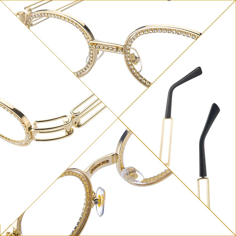 Luxury Dimond Sunglasses Women Fashion Brand Designer Steampunk Round Frame Crystal Rhinestone Rays Shades Sun Glasses
Luxury Dimond Sunglasses Women Fashion Brand Designer Steampunk Round Frame Crystal Rhinestone Rays Shades Sun Glasses
