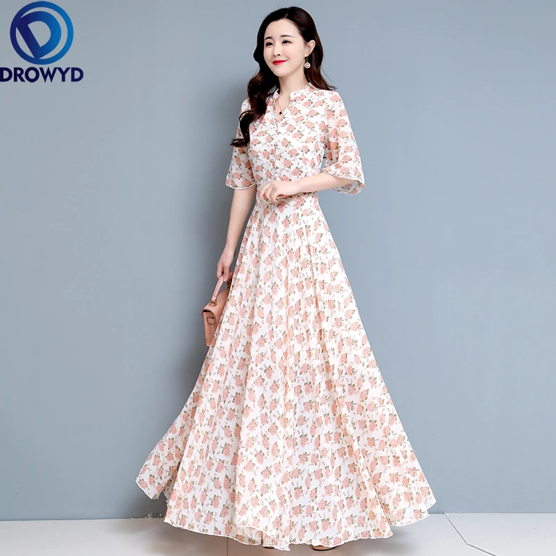 Summer Floral Printed Chiffon Dress Dor Women 2021 Boho Half Sleeve Party Dress Elegant Long Big Swing Vintage Dresses Vestidos
Summer Floral Printed Chiffon Dress Dor Women 2021 Boho Half Sleeve Party Dress Elegant Long Big Swing Vintage Dresses Vestidos