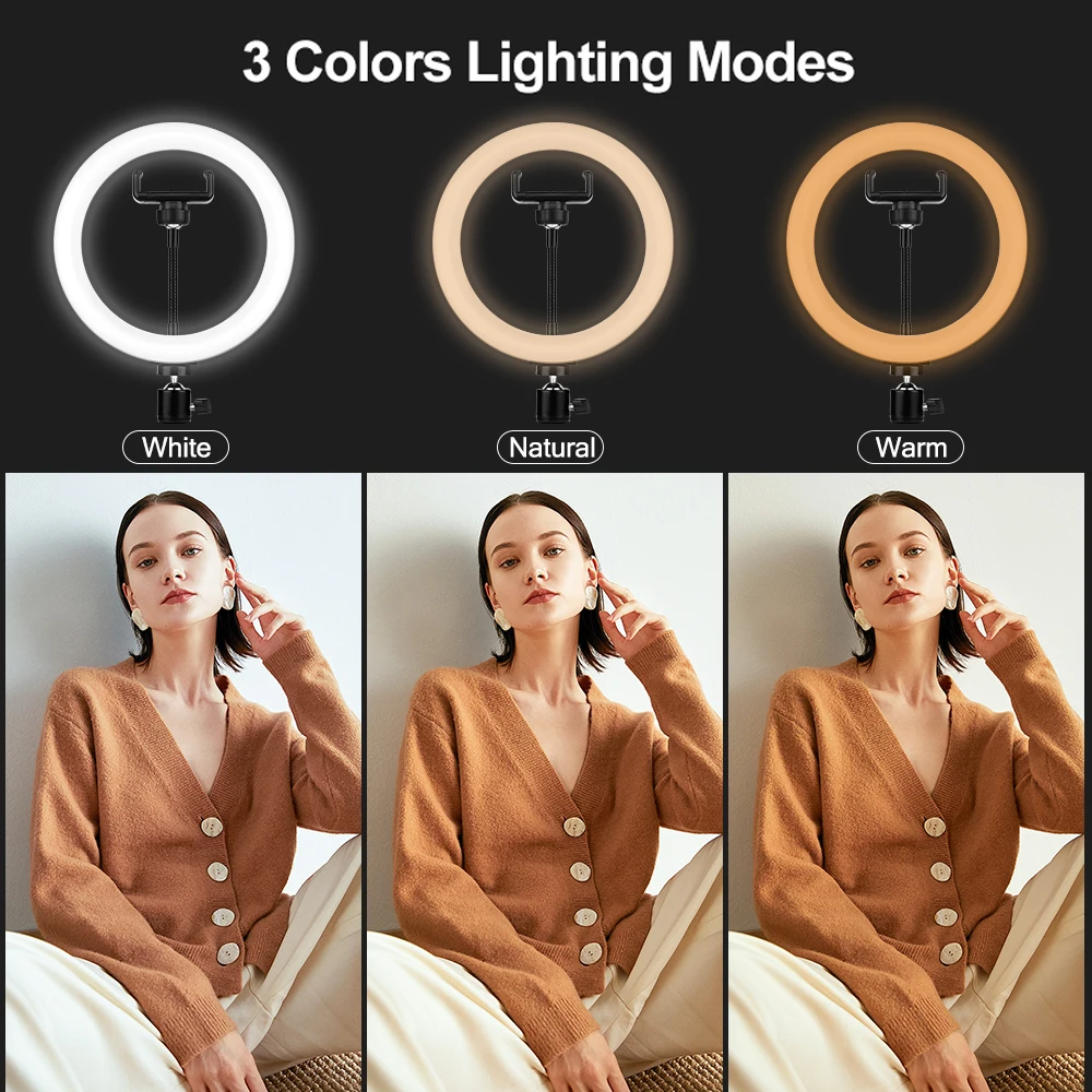 8inch Ring Light LED Selfie Stand Tripod Dimmable For YouTube Lamp Photo Video Camera Phone ringlight For Makeup Live Fill Light
8inch Ring Light LED Selfie Stand Tripod Dimmable For YouTube Lamp Photo Video Camera Phone ringlight For Makeup Live Fill Light