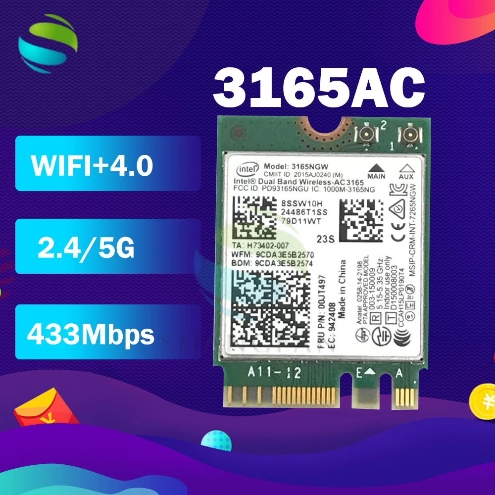 3165AC 00JT497 Двухдиапазонная 2,4G/быстрая беспроводная Wi-Fi сетевая карта для Lenovo E460 E560 E470 E570
3165AC 00JT497 Двухдиапазонная 2,4G/быстрая беспроводная Wi-Fi сетевая карта для Lenovo E460 E560 E470 E570