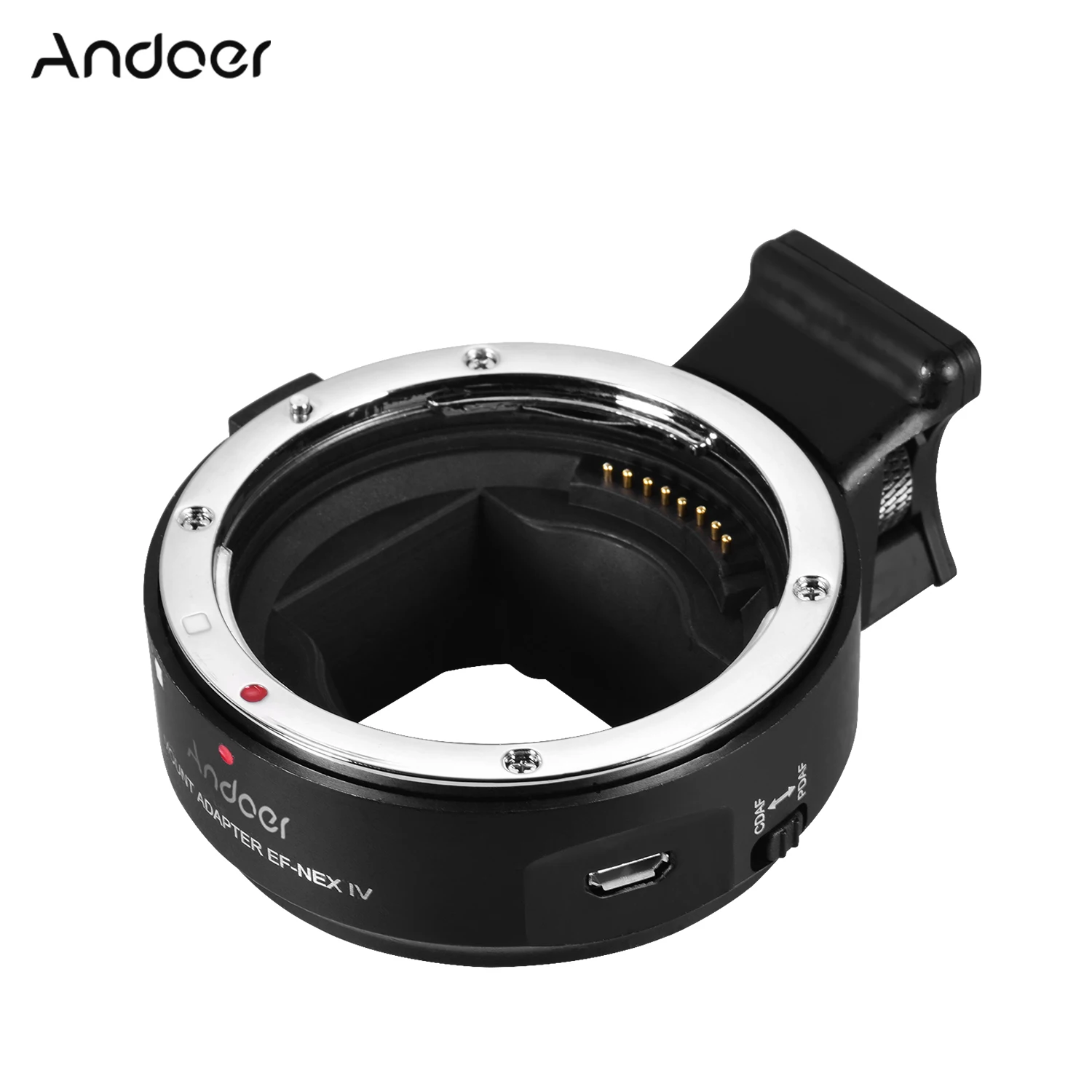 Andoer EF-NEX IV адаптер для крепления объектива с автофокусом из алюминиевого сплава с usb-портом для Canon EF/EF-S Крепление объектива для Sony Emount Series
Andoer EF-NEX IV адаптер для крепления объектива с автофокусом из алюминиевого сплава с usb-портом для Canon EF/EF-S Крепление объектива для Sony Emount Series