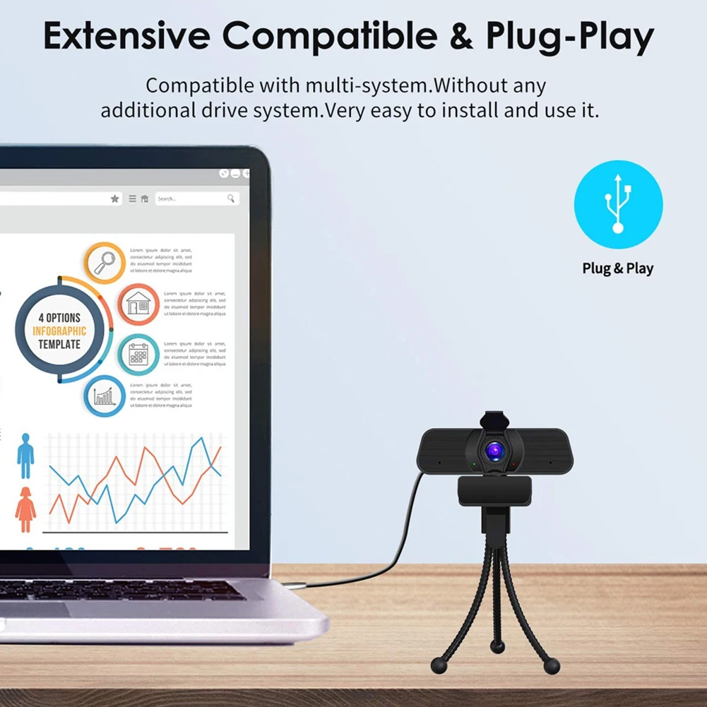 2K HD Computer Webcam Studying With Privacy Cover Tripod Game Conference Built-in Mic Video Calling Live Broadcast USB Recording
2K HD Computer Webcam Studying With Privacy Cover Tripod Game Conference Built-in Mic Video Calling Live Broadcast USB Recording